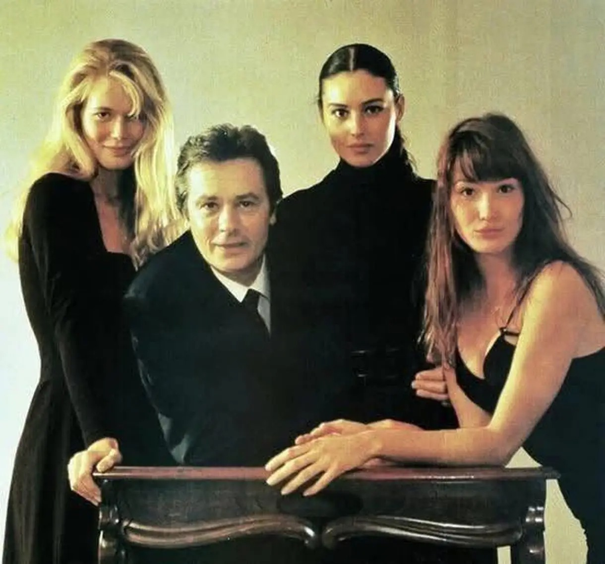 Claudia Schiffer, Alain Delon, Monica Bellucci and Carla Bruni, 1990 - Claudia Schiffer, Monica Bellucci, Carla Bruni, Alain Delon, 90th