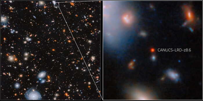 Джеймс Уэбб обнаружил сверхмассивную черную дыру в ранней Вселенной