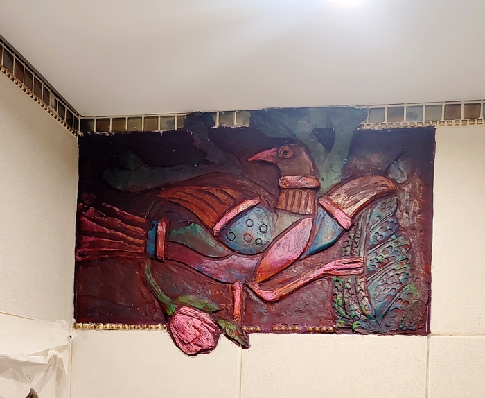 Птичка. Гипсовая штукатурка