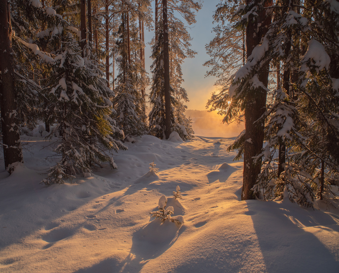 Момент яркого заката над рекой Белая Холуница