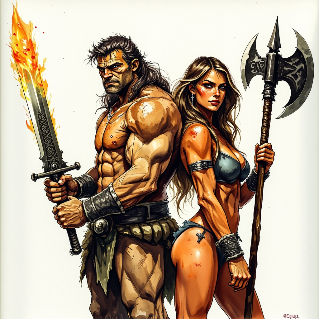 Barbarians - My, Neural Network Content, Neural network art, Pinanoc, Barbarian, Barbarian, Flux, Dungeons & dragons