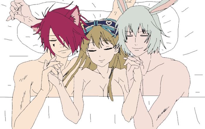 Алиса, Питер и Борис спят в постели