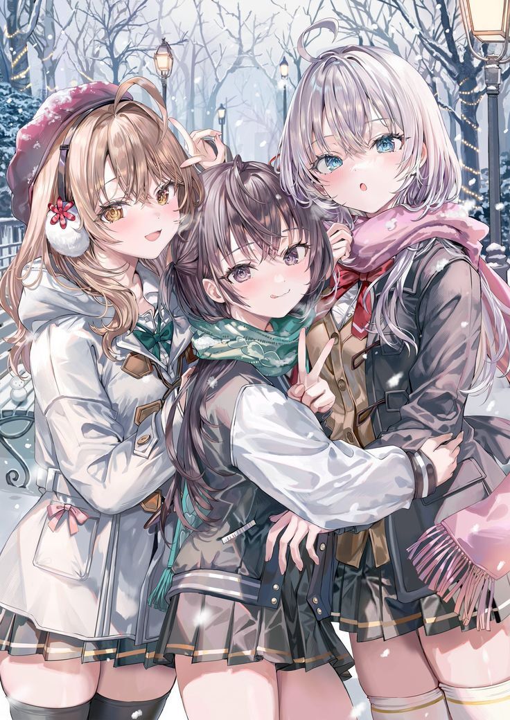 Наконец-то снег! - Alisa Mikhailovna Kujou, Maria Mikhailovna Kujou, Suou Yuki, Зима, Снег, Прохлада