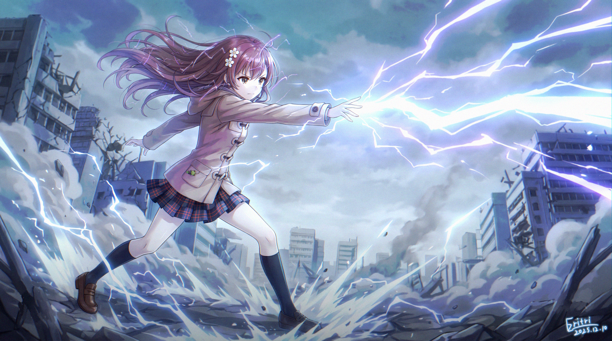 Railgun - Серия Railgun, Anime Art, Аниме, To aru Kagaku No Railgun, Misaka Mikoto, Длинные волосы