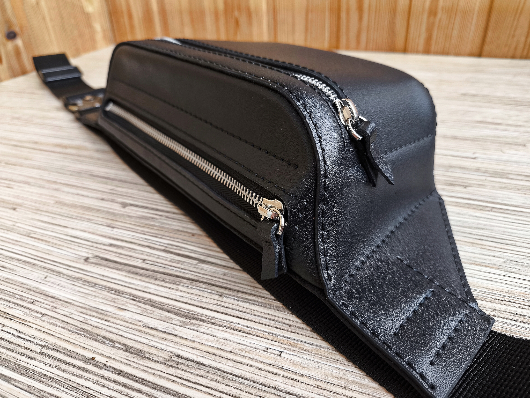 Handmade genuine leather fanny pack - My, Natural leather, Handmade, Needlework without process, Сумка, Belt bag, Friday tag is mine, Longpost