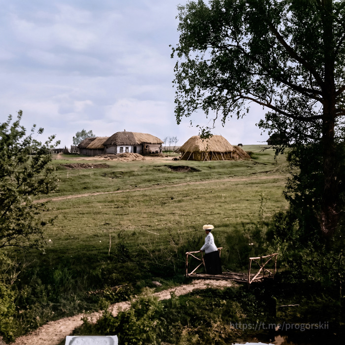 Колоризация ч/б фотографии С.М.Прокудин-Горского.: С.А.Толстая в Нижнем парке. В Ясной Поляне. май 1908 г