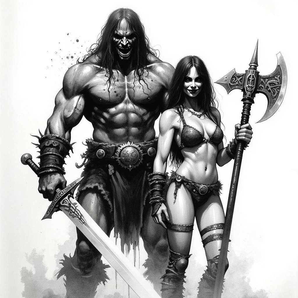 Barbarians - My, Neural Network Content, Neural network art, Pinanoc, Barbarian, Flux, Dungeons & dragons, Barbarian