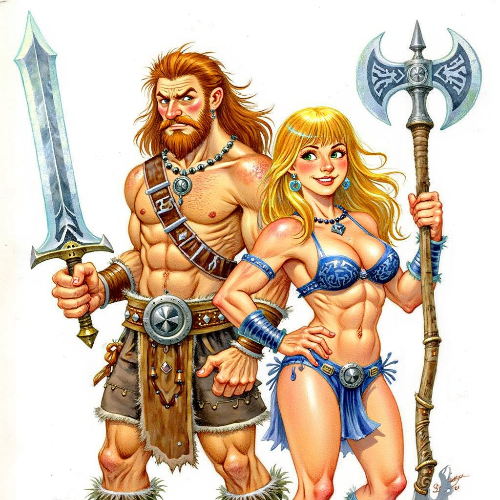 Barbarians - My, Neural Network Content, Neural network art, Pinanoc, Barbarian, Dungeons & dragons, Flux, Barbarian