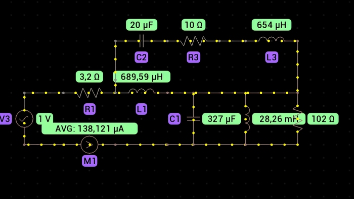 Rc 3.2 ��, Lc 689.59����, Cmems 327����, Lsc 28.26�����, Rsr 101.94��.