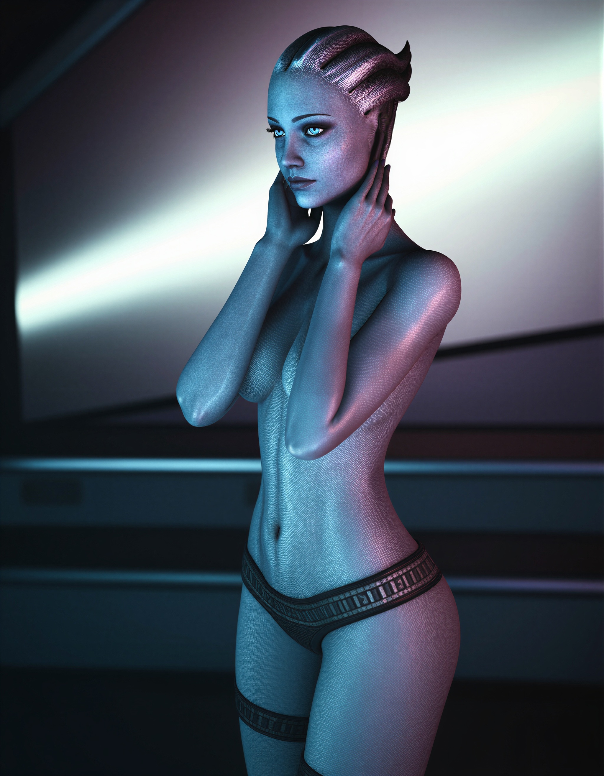 Liara T'Soni - My, Neural Network Content, Liara Tsoni, Mass effect, Azari, Blue Skin, Erotic, Longpost