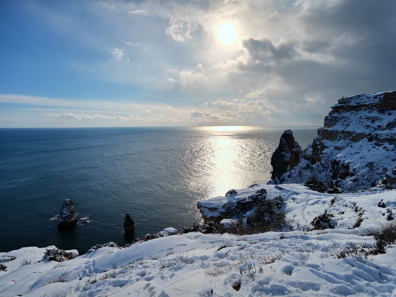Snowy New Year's Fiolent - Crimea, Sevastopol, Cape Fiolent, Snow