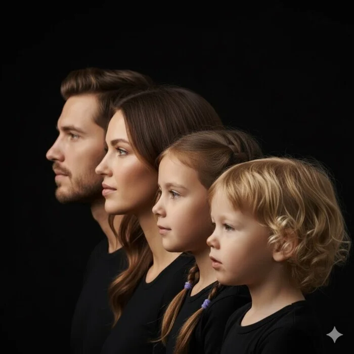 How to create a generational portrait on a black background using a neural network: the best prompts with AI - Neural Network Content, Neural Networks, Artificial Intelligence, Openai, Site, Midjourney, Another world, Flux, Longpost