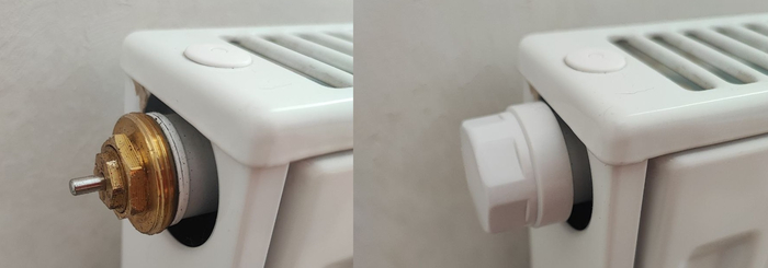 Слева шток, справа колпачок.