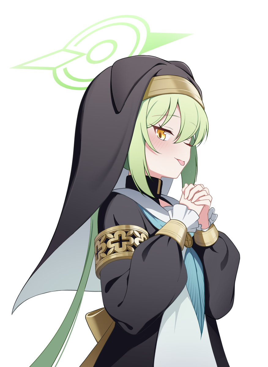 Nozomi :p - Anime, Anime art, Blue archive, Tachibana Nozomi, Nun, Longpost