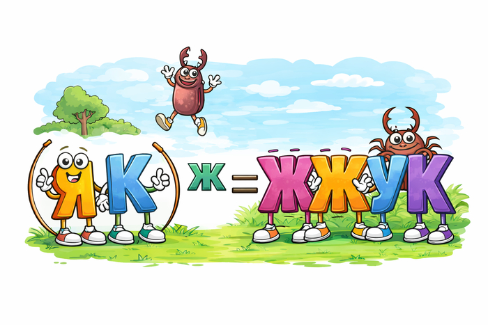 Ребус с яком и жуком. Расшифруйте ребус (одинаковым буквам соответствуют одинаковые цифры, разным — разные):