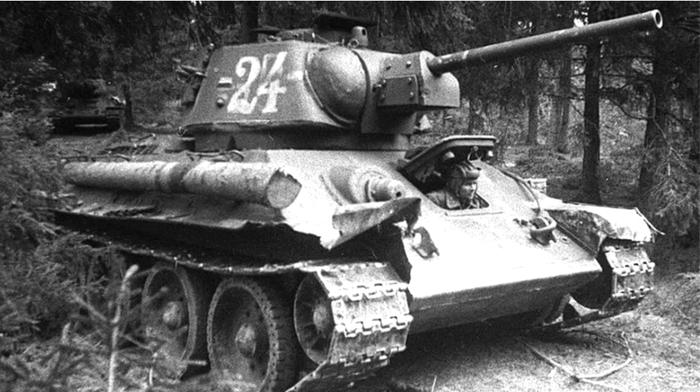 Очень интересная фотография! Грозный ОТ-34