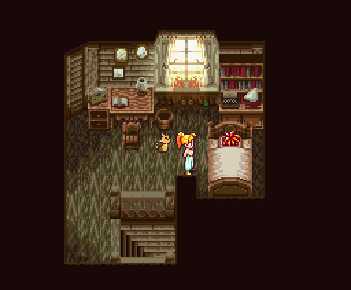 Похожий прикол с пробуждением был и в <a href="https://pikabu.ru/story/chrono_trigger_chast_7_13620394?u=https%3A%2F%2Fpikabu.ru%2Fstory%2Ffinal_fantasy_vi_chast_6_12285461&t=Final%20Fantasy%20VI&h=156062ebc47390a012276c4b863e4ecfb763203b" title="https://pikabu.ru/story/final_fantasy_vi_chast_6_12285461" target="_blank" >Final Fantasy VI</a>. Обе игры начинаются с пробуждения и содержат намёк на будущую семейную жизнь влюблённой пары героев.