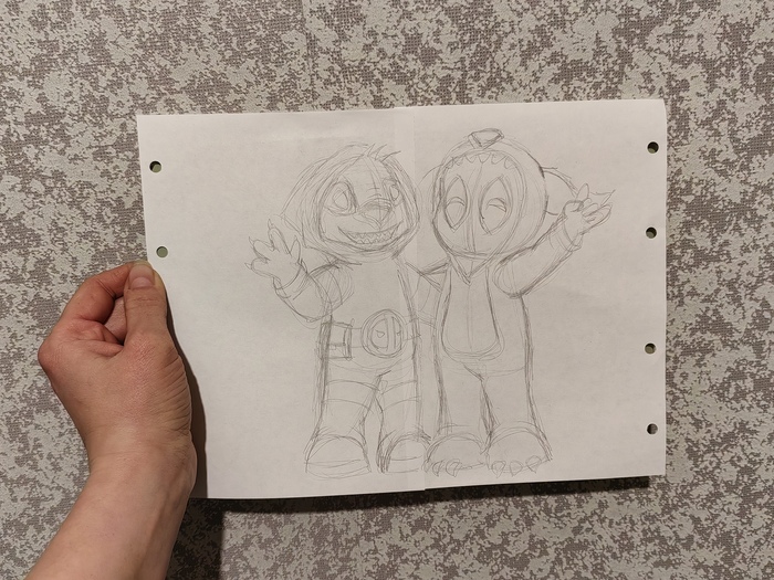 Бумаги нужного размера дома не нашлось – ну, вернее, была только акварельная, однако я побоялась, что не смогу её продавить, чтобы перевести рисунок на ткань. Пришлось склеивать блокнотные листочки.