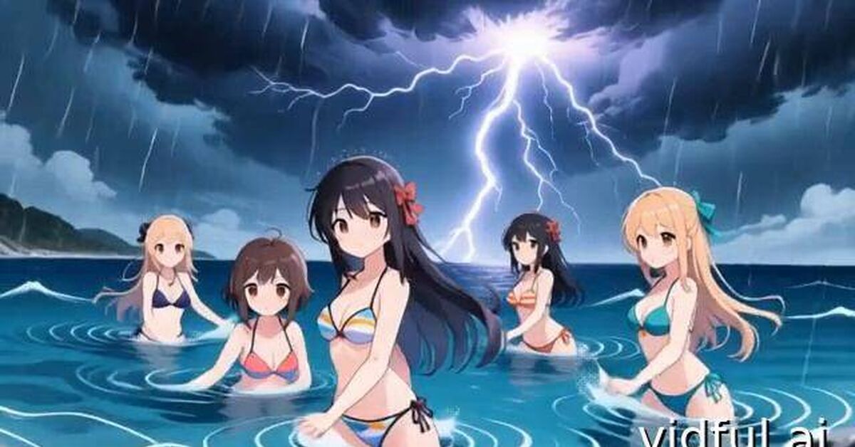 Girls swimming in a thunderstorm - Neural Network Content, Swimsuit, Bathing, Short videos, Rutube, Water, Anime, Bikini, Thunderstorm, Rain, Lightning, Shore, Sea, Water, Blonde, Brunette, Element, Nature, Weather, Girl, Video