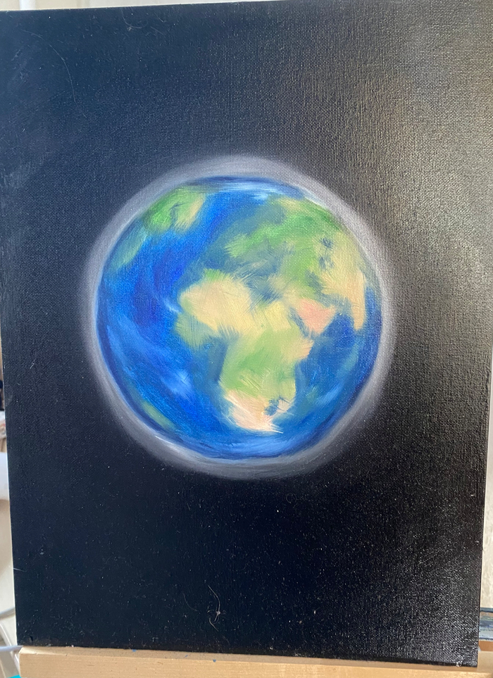 Ну тут , тоже масло , тоже холст . Назвала работу одиночество .