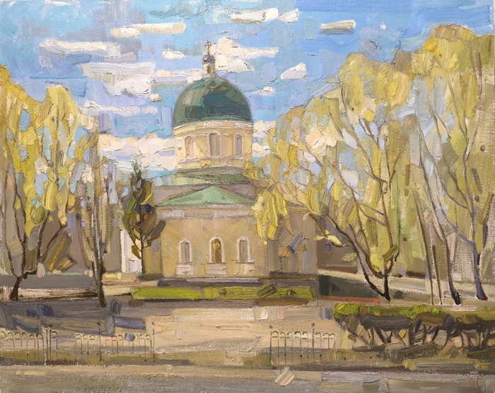 "Омская весна. Свято-Никольский Казачий собор", 2024, х./м., 80*100.