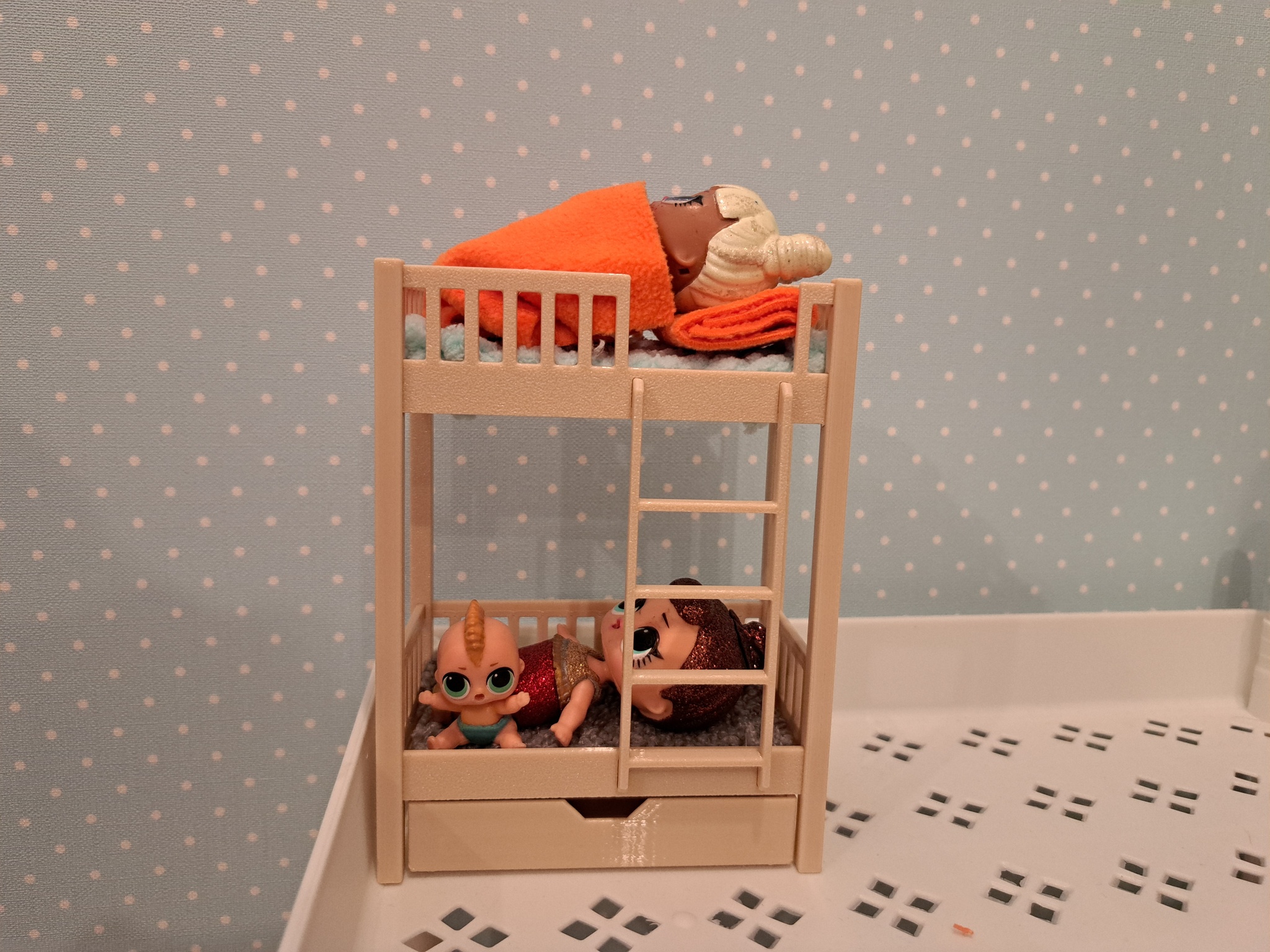 Where will the dolls sleep? Dollhouse furniture and 3D printing - My, 3D печать, 3D modeling, Furniture, Hobby, Doll, Miniature, Toys, Longpost