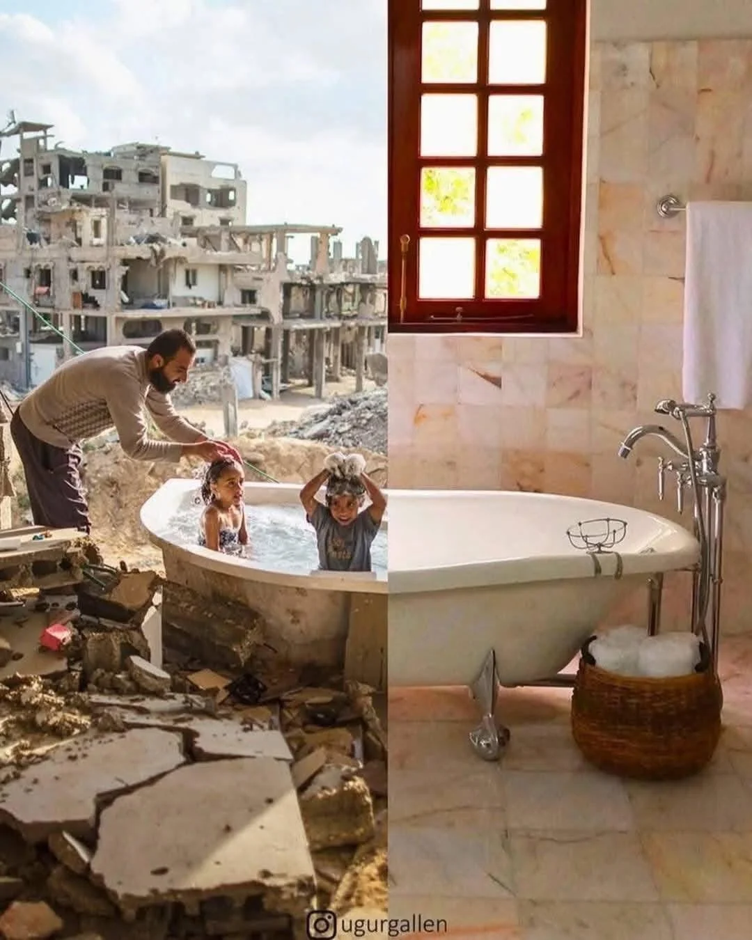 Turkish artist combines two opposing realities into one - Turkey, Turks, Artist, The photo, War, Peace, Children, Comparison, Longpost, Repeat, Politics