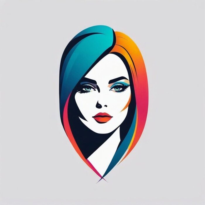A vector portrait woman, minimalist vector illustration, balanced color scheme