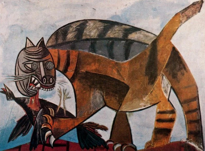 Кошка, пожирающая птицу. 1939 год