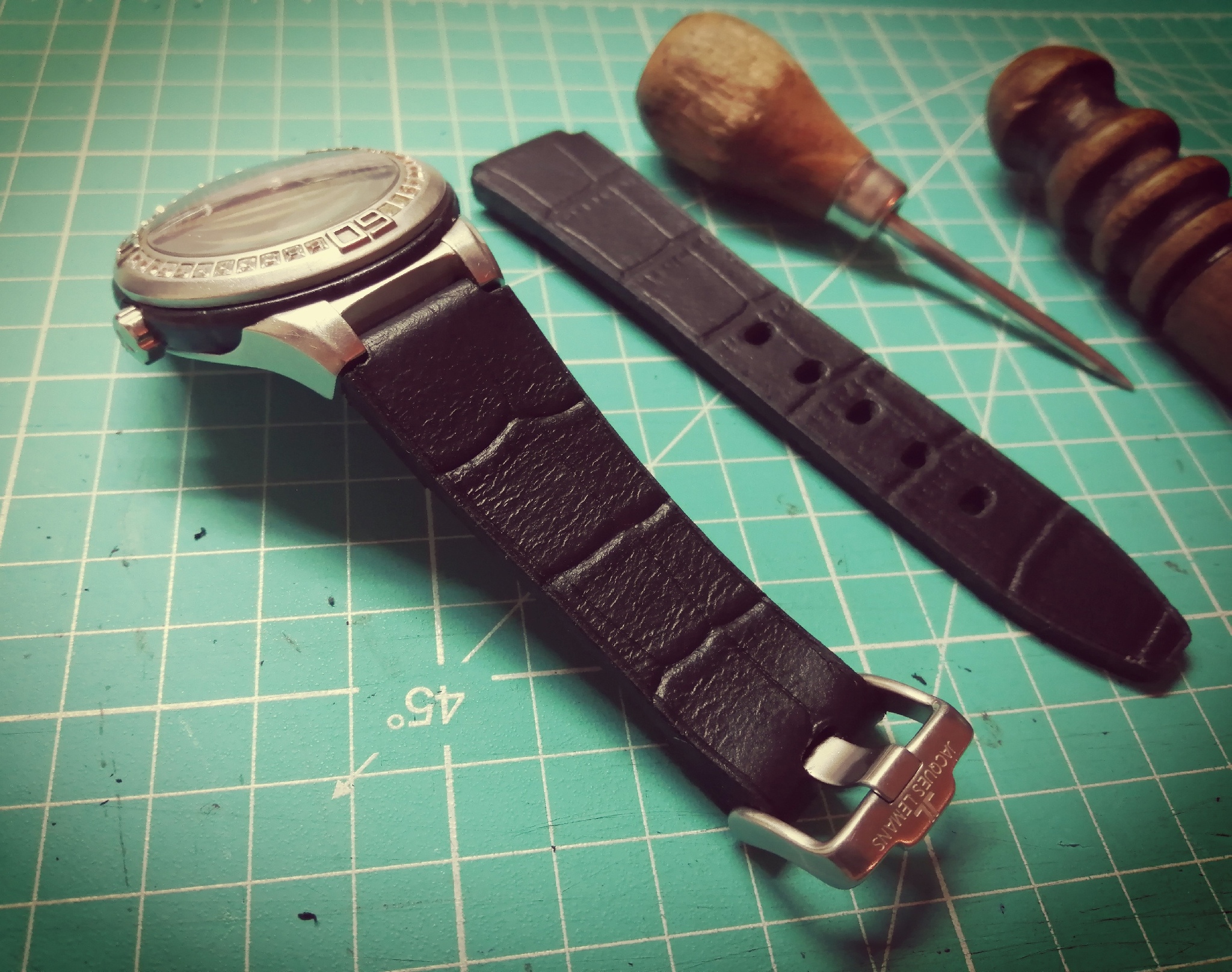 Jaques Lemans 1-1776 watch strap - My, Handmade, Natural leather, Leather products, Needlework with process, Wrist Watch, Watch strap, Strap, Voronezh region, Longpost