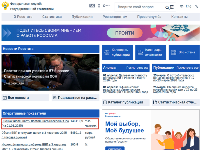 Численность граждан РФ