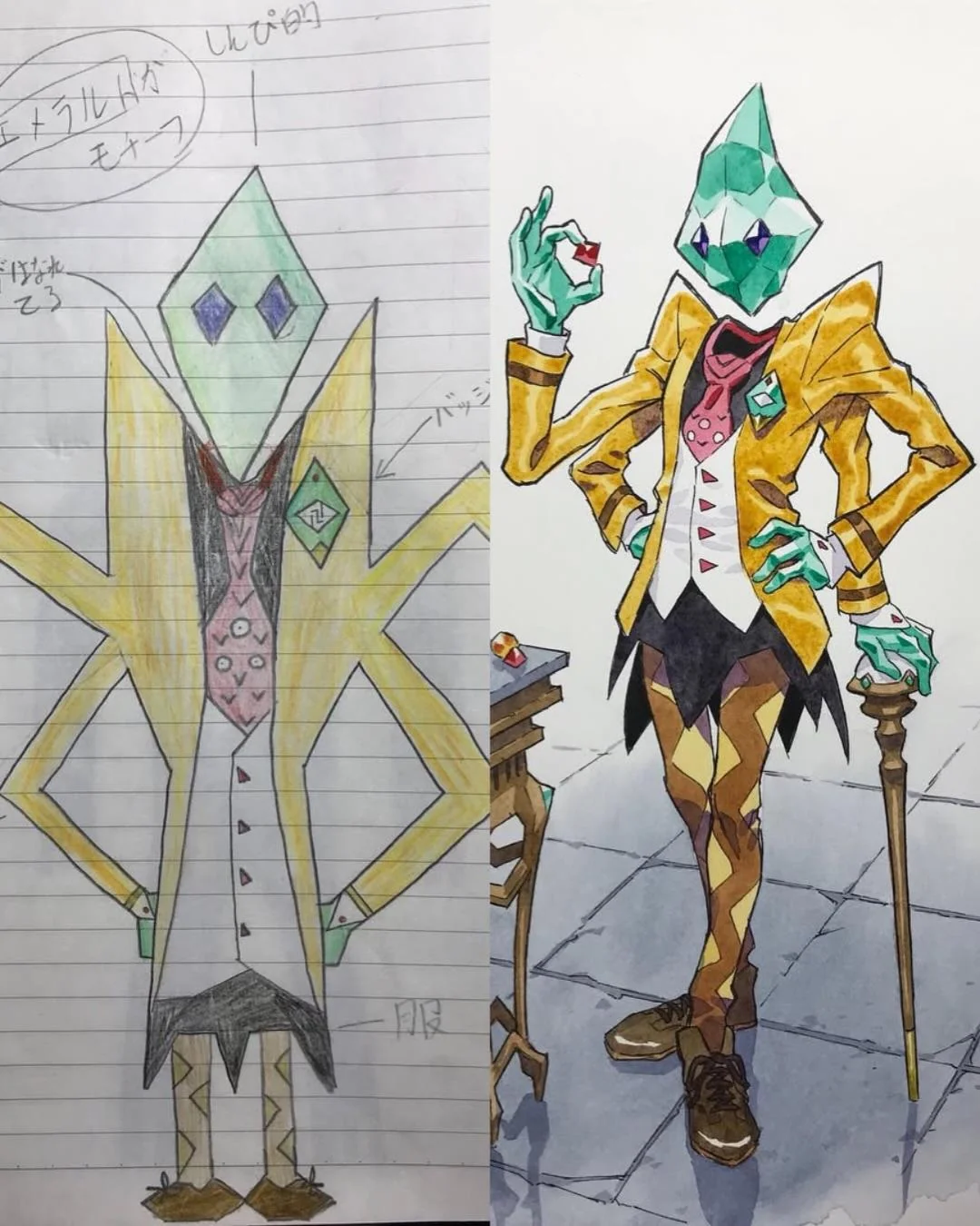 Animator Thomas Romain transforms his son's drawings into epic anime-style characters. - Anime, Style, Painting, Children, Father, Parents and children, Drawing, Amendments, Changes, Artist, Longpost