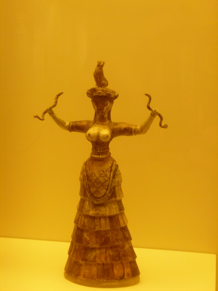 10. Crete, Minoan Museum, the Minoan Goddess with big Tits and two snakes