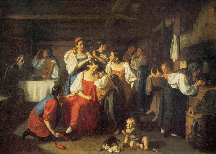 А. Е. Карнеев "Сборы к венцу" (1858)