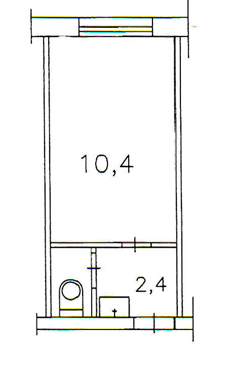 Рис. 4. Гостинка 12,8 кв.м.