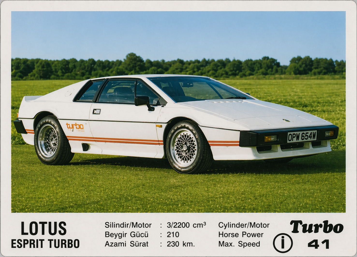 Вкладыш №41 — Lotus Esprit Turbo, восстановленное изображение