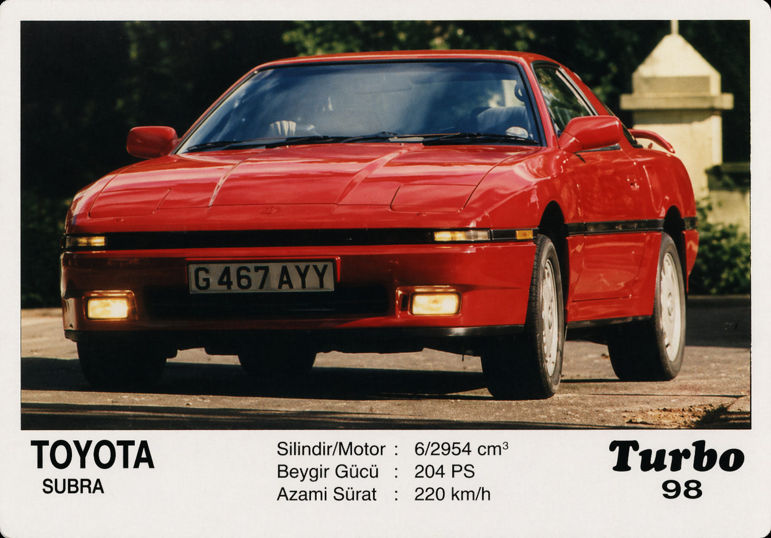 Вкладыш №98 — Toyota Supra A70, восстановленное изображение