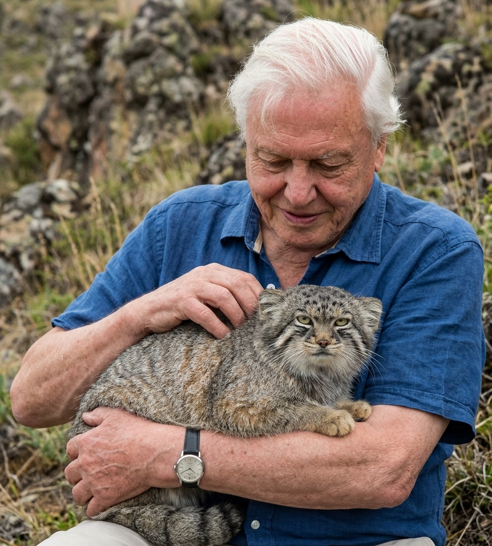 David Attenborough is 100 years old! - Neural Network Content, Predatory animals, Wild animals, Cat family, Small cats, Pallas' cat, Neural network art, BBC, wildlife, Anniversary, Birthday, Congratulation, Video, David Attenborough, Repeat