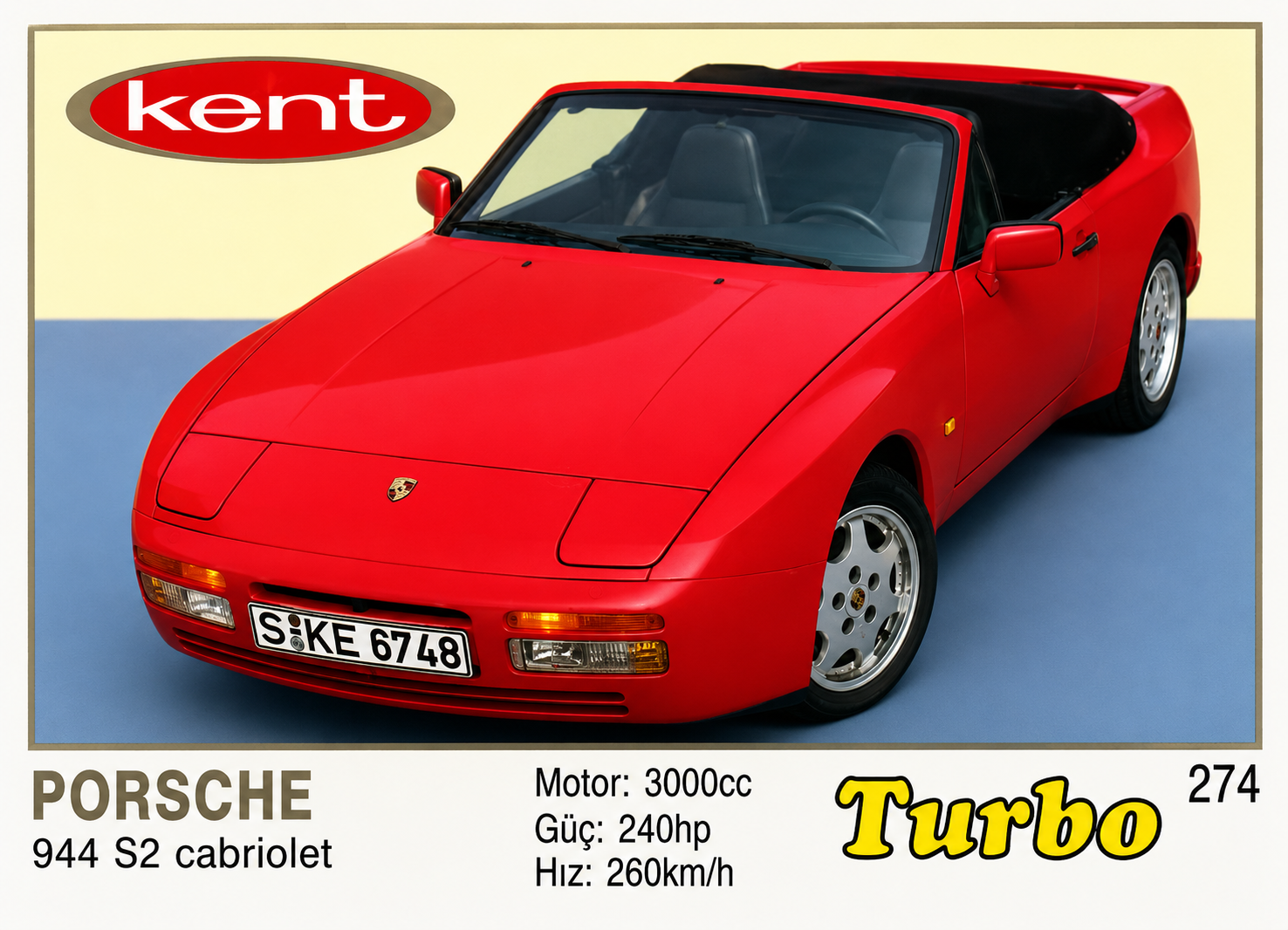 Вкладыш №274 — Porsche 944 S2 Cabriolet, восстановленное изображение