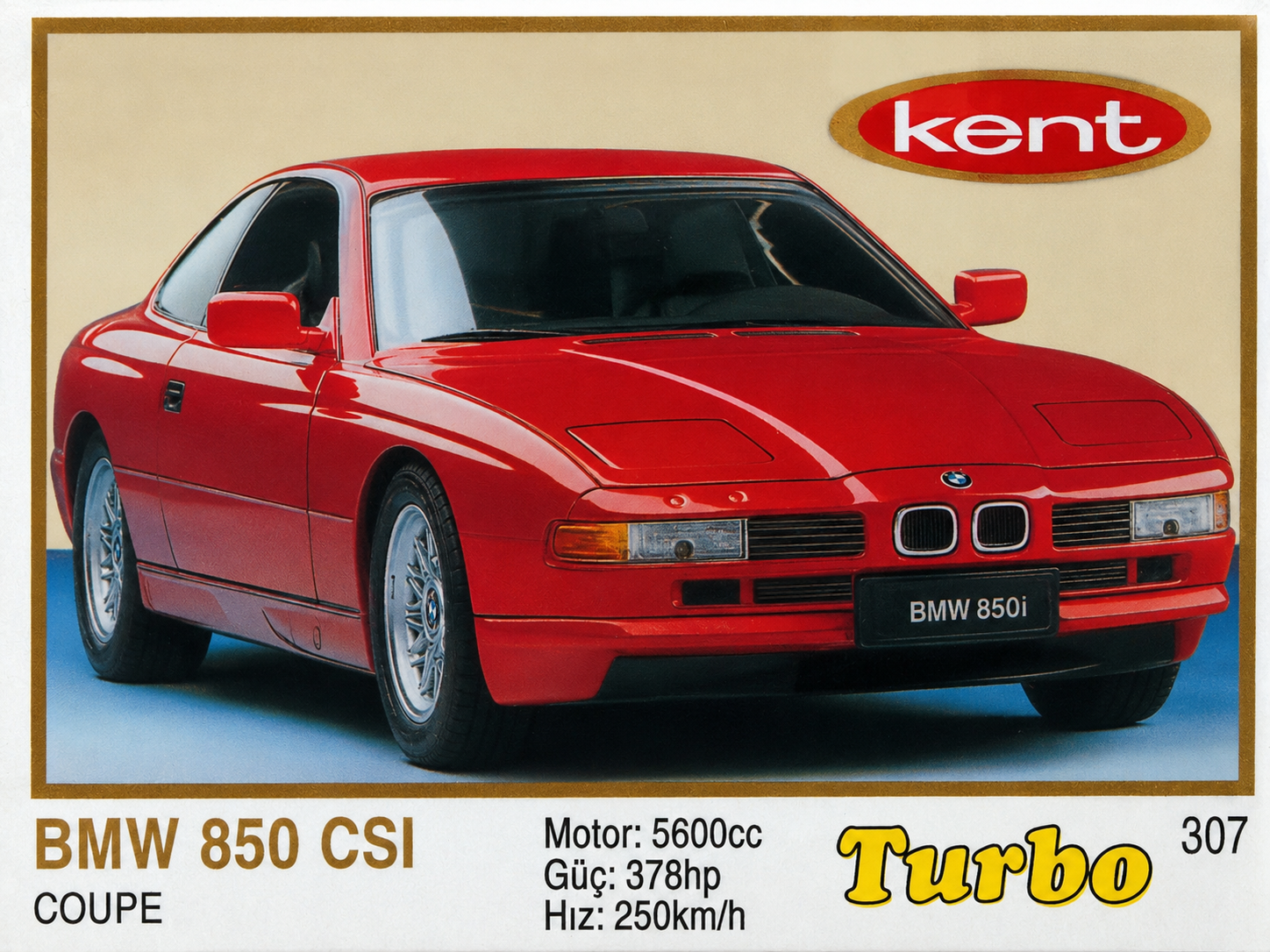 Вкладыш №307 — BMW 850i, восстановленное изображение