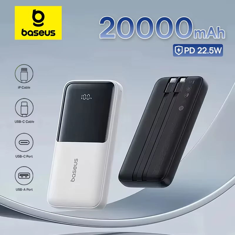 Baseus 20,000 mAh Power Bank: A full charge for everyone. Built-in cables, display, and 22.5W PD fast charging all in one package. - Series Top Reviews  Ratings 2026 on Ali, My, Распродажа, AliExpress, Discounts, Products, Battery, Xiaomi, Charger, Tablet, Aliexpress sale, Accessories, Longpost, 