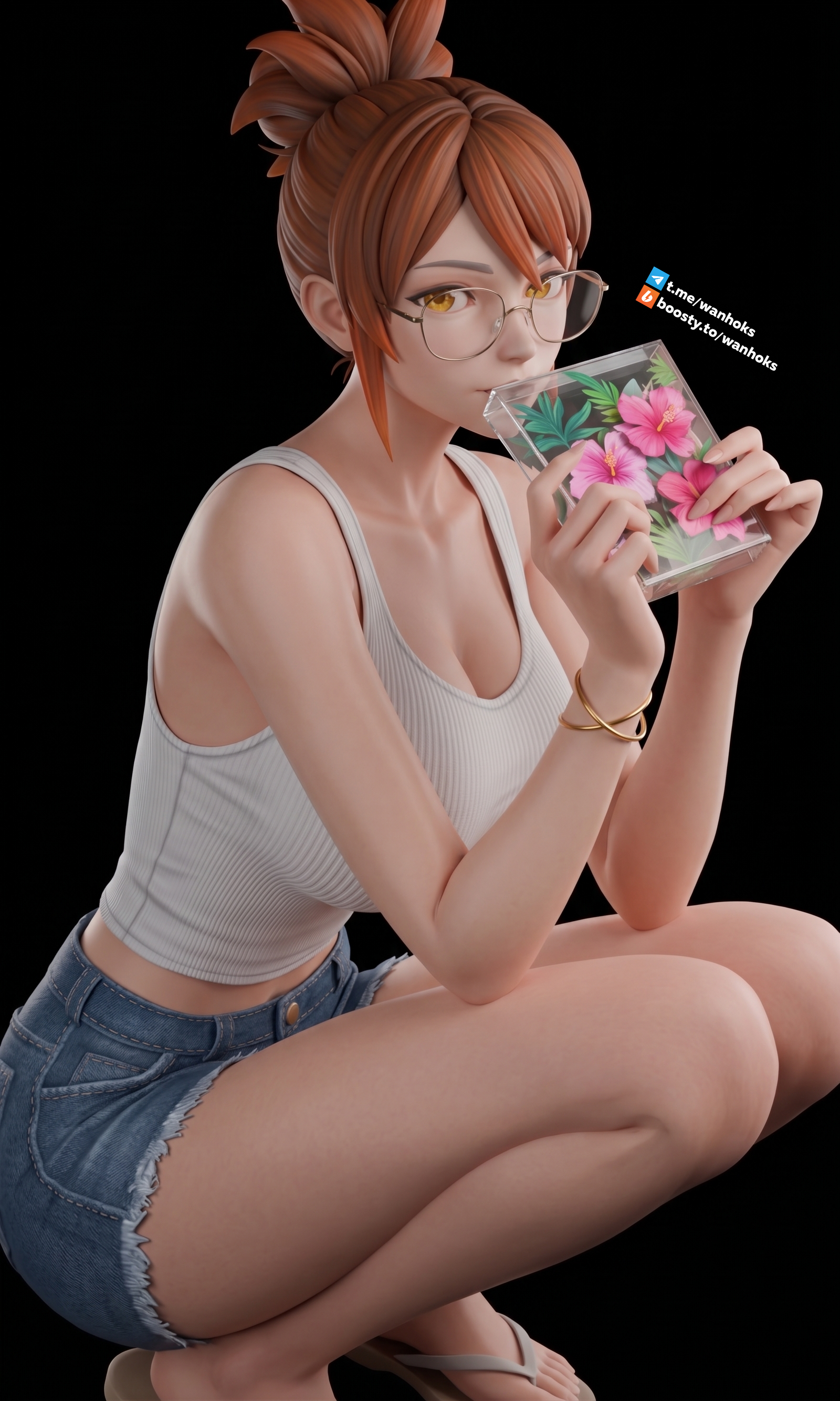 Marcy - My, 3D, Art, Game art, Marci, Dota, Dota 2, Valve, Boobs, Legs, Girl in glasses