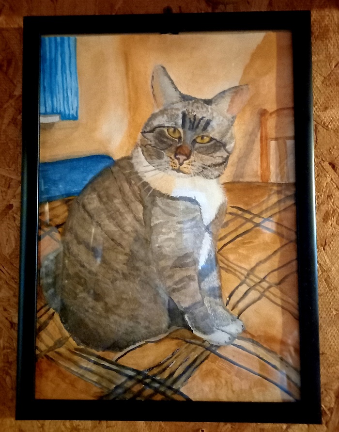 Портрет Рыси. Моя кошка акварелью
