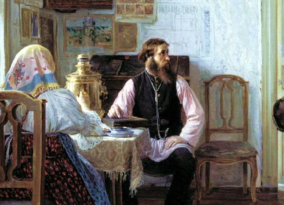 Ivan Petrovich Bogdanov (1855–1932). Paying the Price. 1890. Oil on canvas. 51 x 64 cm. State Tretyakov Gallery, Moscow - Barin, Master, Peasants, Workers, Art gallery, Painting, Bogdanov, Tretyakov Gallery, Longpost