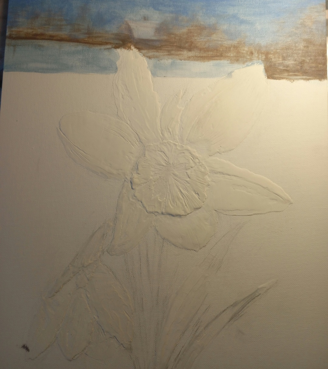 From White Relief to Bokeh: How My Narcissus Came to Life (The Process Inside) - My, Painting, Acrylic, Textures, Daffodils flowers, Creation, Creative people, Self-taught artist, Needlework with process, Painting, Author's painting, Spring, With your own hands, Longpost