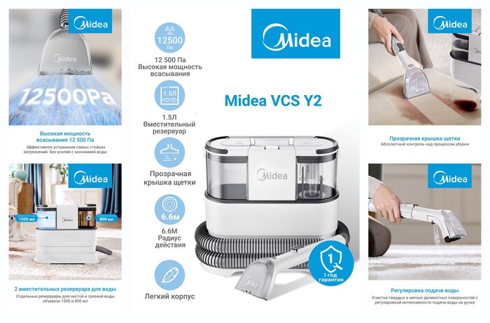 ������ ������� Midea VCS Y2, 12500 ��, ��������� 1.5�, 6.6� ������ ��������, ������� ��� ����� ����