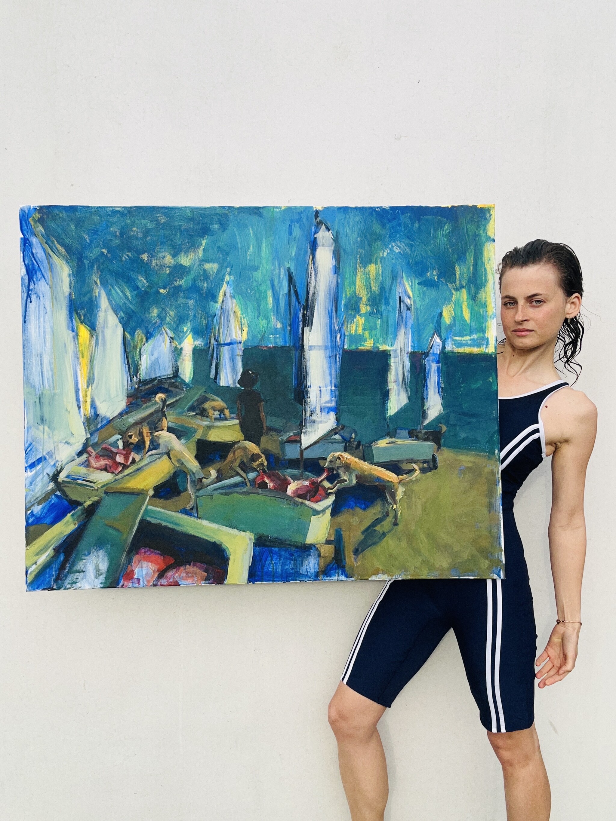 Congratulate me! - My, Creation, Artist, Painting, Peekaboo, Painting, Creative people, Modern Art, Girls, Good news, Shore, Acrylic