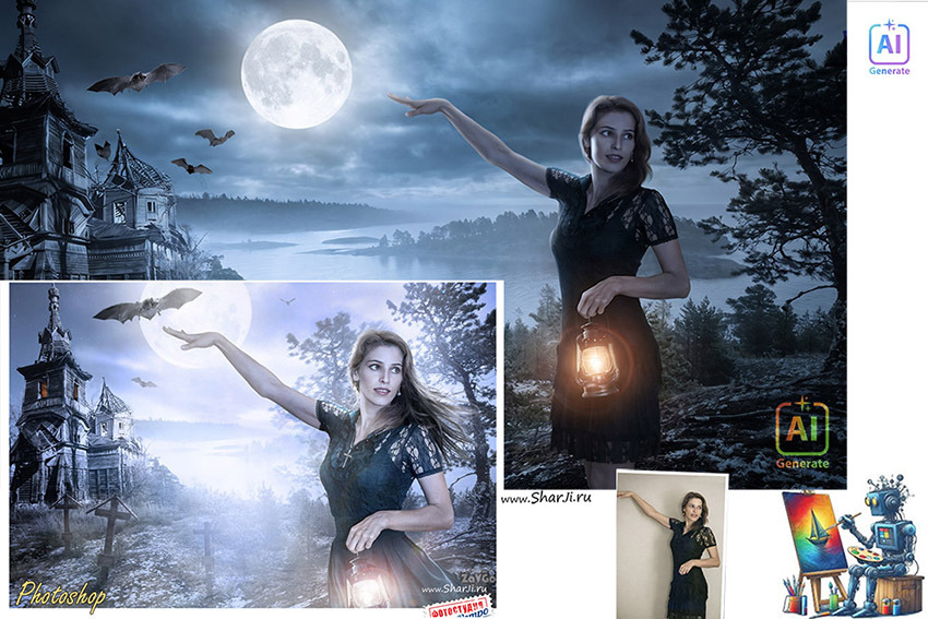 Digital art: neural networks and Photoshop, what's the difference? - My, Artificial Intelligence, Neural Networks, Chatgpt, Deepseek, Digital, Generating Images, Art, Midjourney, Designer, Photoshop, Computer graphics, Promts for neural networks, Masterpiece (Yandex), Photomanipulation, Longpost