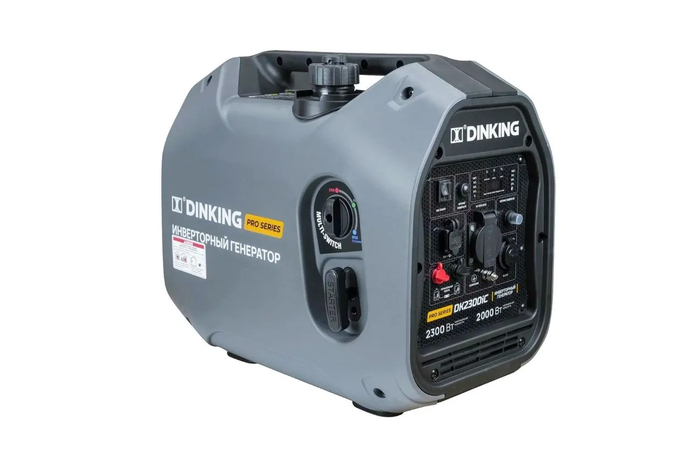 Компактный бензиновый инверторный генератор Dinking DK2300iC мощностью 2.3 кВт в шумоизоляционном корпусе для защиты чувствительной домашней автоматики.