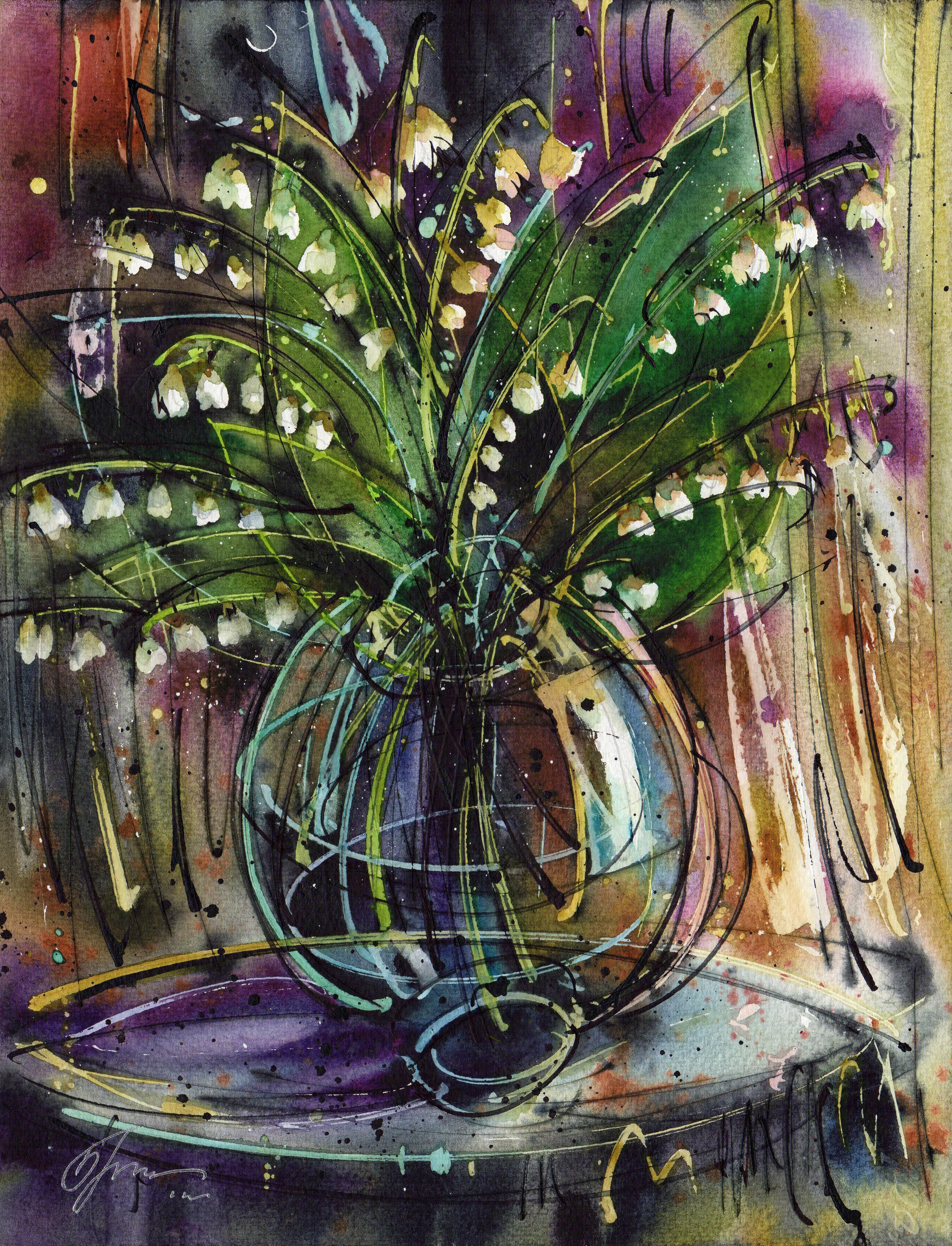 Lilies of the valley... - My, Watercolor, Drawing, Traditional art, Paper, Lilies of the valley, Flowers